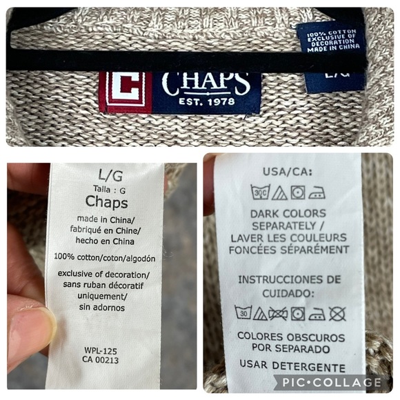 Chaps Brown Elbow Patch Preppy Academia Classic Cozy Grandpa Sweater* - Sz L - Picture 3 of 16